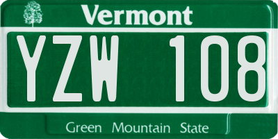 VT license plate YZW108