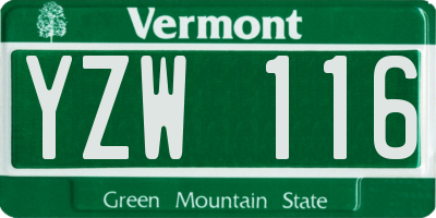 VT license plate YZW116