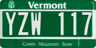 VT license plate YZW117
