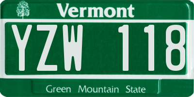 VT license plate YZW118