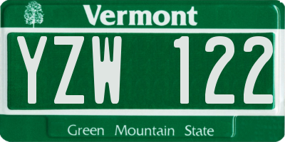 VT license plate YZW122