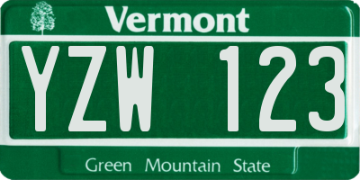 VT license plate YZW123