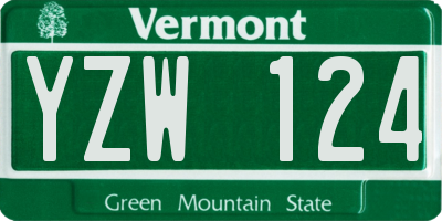 VT license plate YZW124