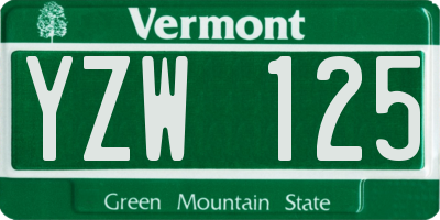 VT license plate YZW125