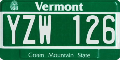VT license plate YZW126