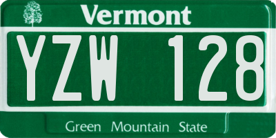 VT license plate YZW128