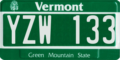 VT license plate YZW133