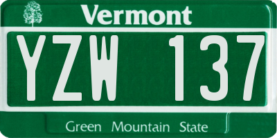 VT license plate YZW137