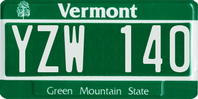 VT license plate YZW140