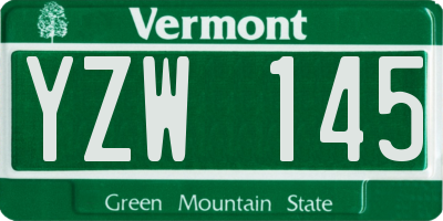 VT license plate YZW145
