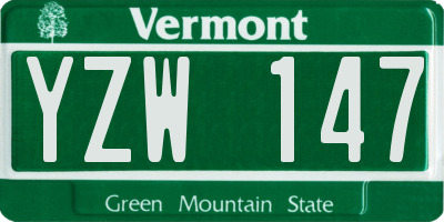 VT license plate YZW147