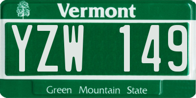 VT license plate YZW149