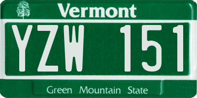 VT license plate YZW151
