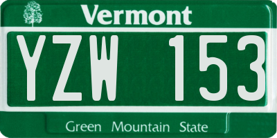 VT license plate YZW153