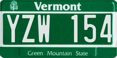 VT license plate YZW154