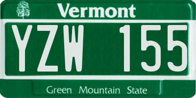 VT license plate YZW155