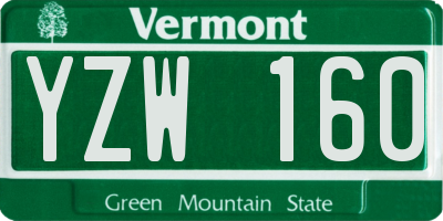 VT license plate YZW160
