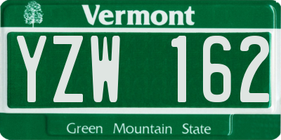VT license plate YZW162