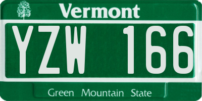 VT license plate YZW166
