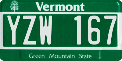 VT license plate YZW167