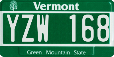 VT license plate YZW168