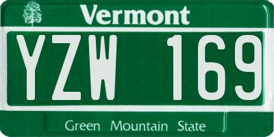 VT license plate YZW169