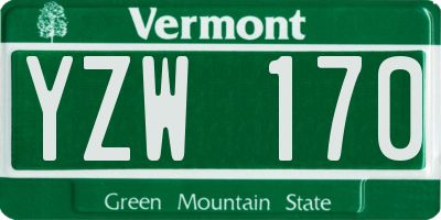 VT license plate YZW170