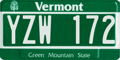 VT license plate YZW172