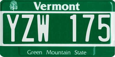 VT license plate YZW175
