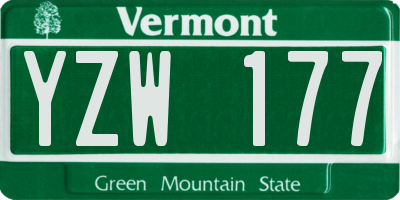 VT license plate YZW177