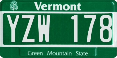 VT license plate YZW178