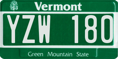 VT license plate YZW180
