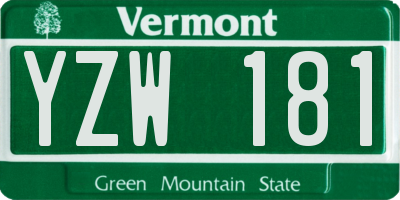 VT license plate YZW181