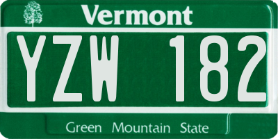 VT license plate YZW182