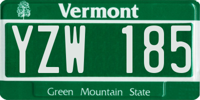 VT license plate YZW185