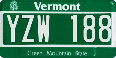 VT license plate YZW188