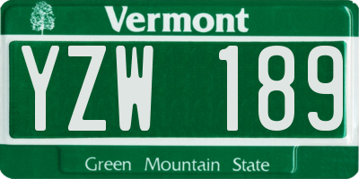VT license plate YZW189