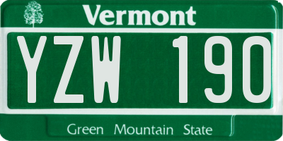 VT license plate YZW190