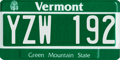 VT license plate YZW192