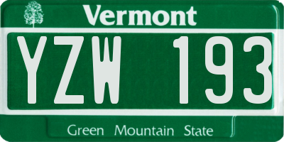 VT license plate YZW193