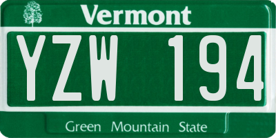 VT license plate YZW194