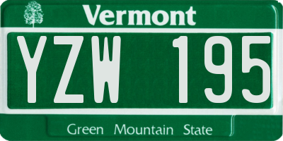 VT license plate YZW195