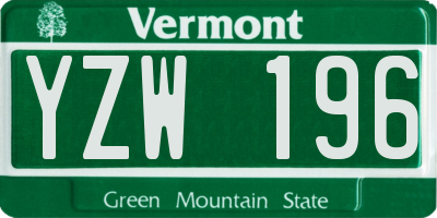 VT license plate YZW196