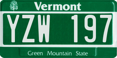 VT license plate YZW197