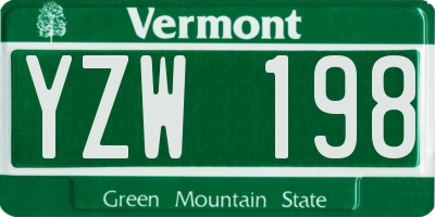 VT license plate YZW198