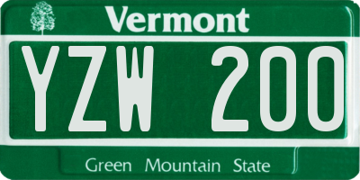 VT license plate YZW200