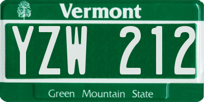 VT license plate YZW212