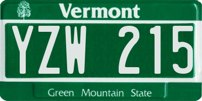 VT license plate YZW215