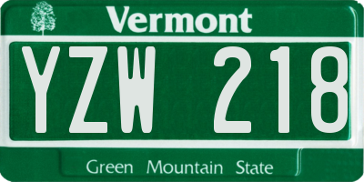 VT license plate YZW218
