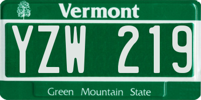 VT license plate YZW219